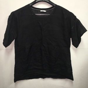 VINCE Women's Ramie Lace Insert Blouse